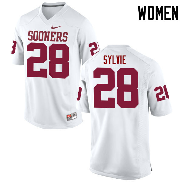 Women Oklahoma Sooners #28 Chanse Sylvie College Football Jerseys Game-White - Click Image to Close